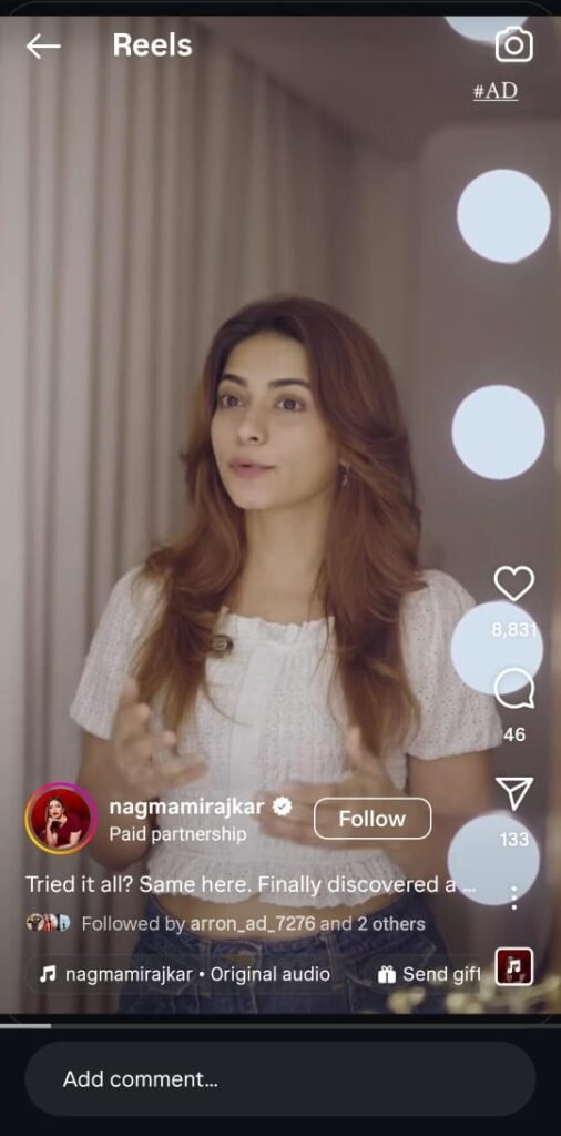 Nagma Mirajkar using Simple Skincare’s facial wash