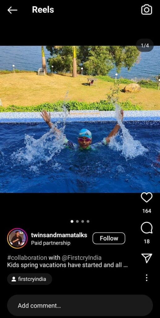 Twins in trendy swimwear by the poolside.