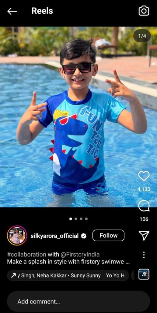 Glamorous swimwear close-ups with parenting touch.