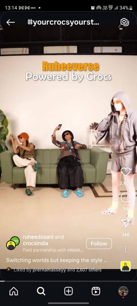 Ruhee Dosani showcasing character transitions wearing Crocs.