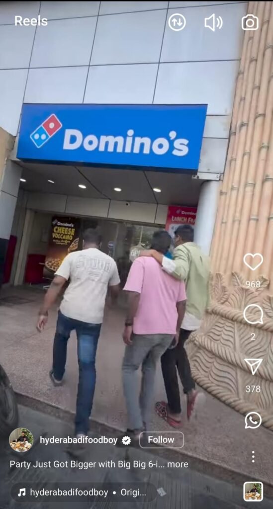 Close-up cheesy pizza visuals in Hyderabadifoodboy’s reel for the Domino’s India campaign