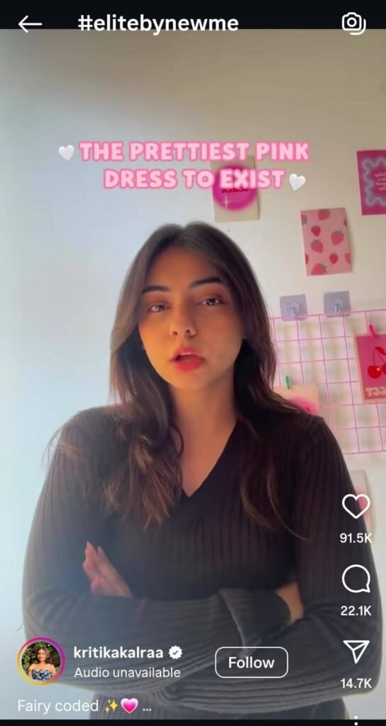 Kritika Kalra’s dreamy aesthetic aligning with the elite style