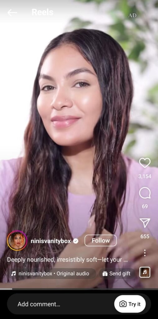 “Nini embracing soft, frizz-free hair with the Argan Oil and Lavender Hair Masque — say bye to frizz in style.”