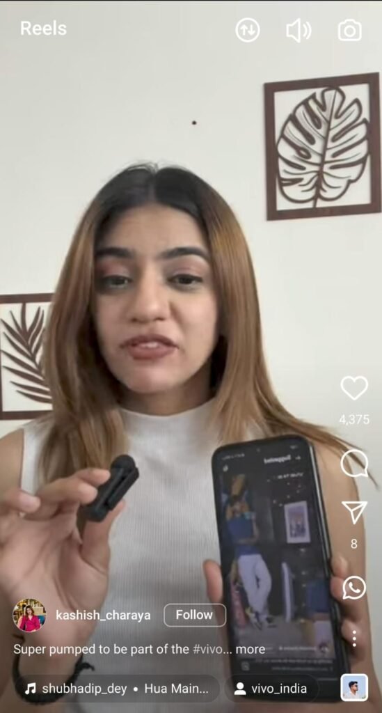 Kashish dancing through city streets for the vivo Hustle Challenge campaign reel