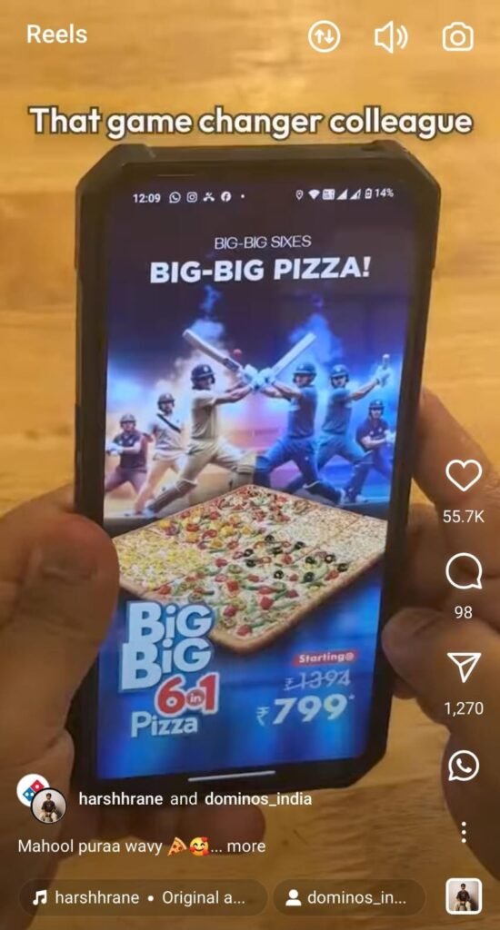 Mumbai-style Domino’s India campaign reel by Harsh Rane promoting the Big Big Pizza deal