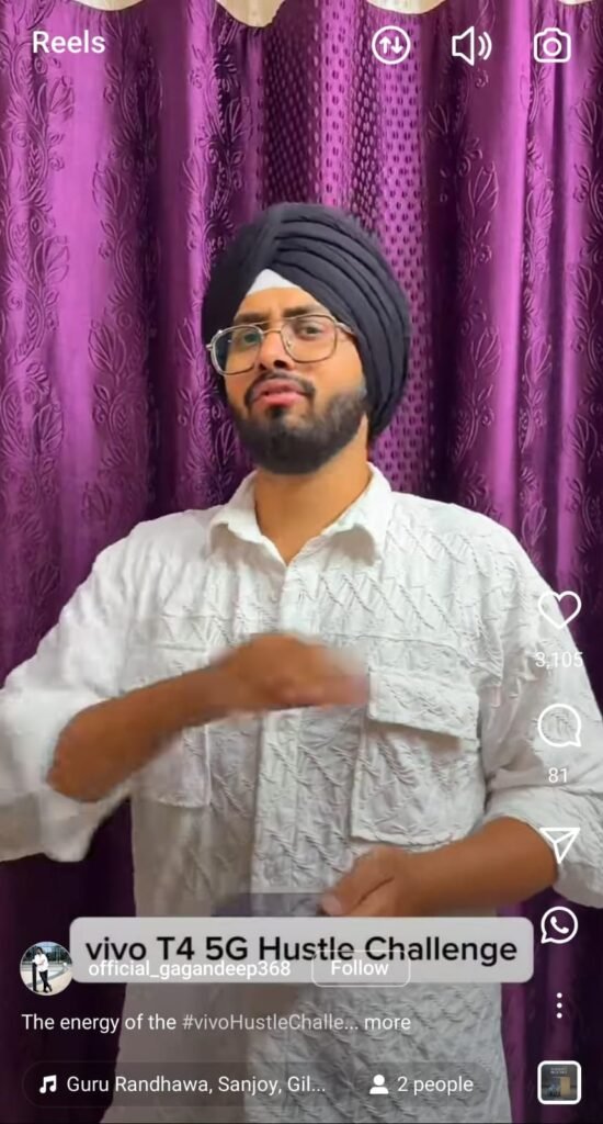 Gagandeep’s casual reel showing his day with the vivo T4 5G in the campaign