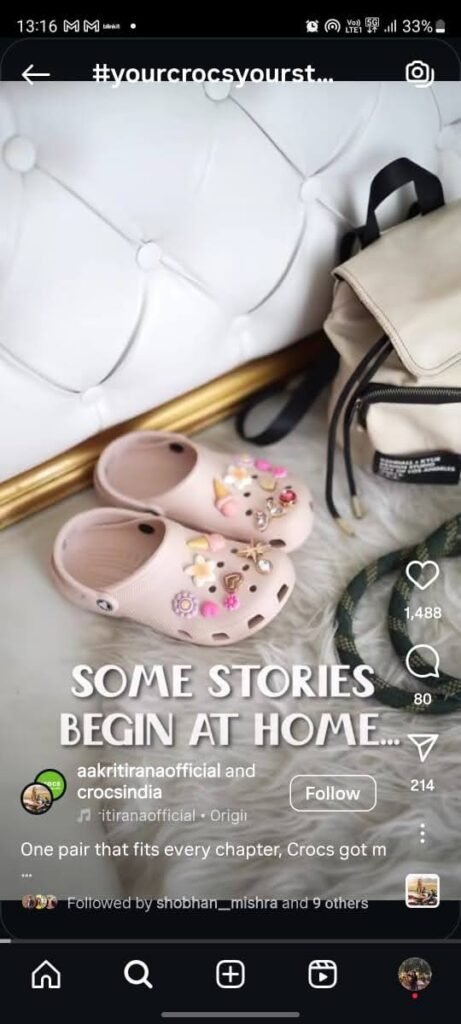 Aakriti Rana showing cozy at-home style with pink Crocs.