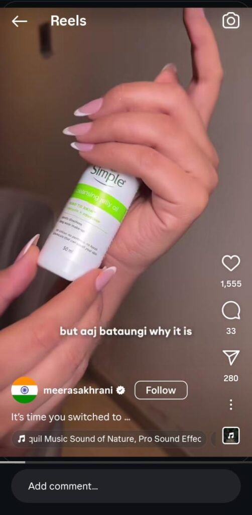 Meera Sakhrani demos cleansing jelly oil texture