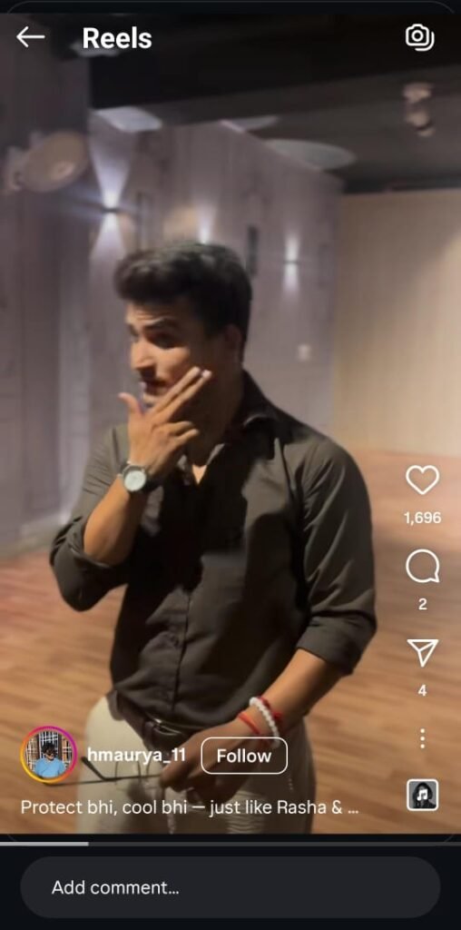 H. Maurya recreating the Rasha-Vedang line with expressive gestures and crisp SPF messaging.