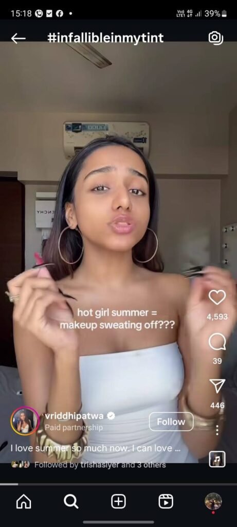 Vriddhi Patwa shares a summer skincare struggle reel with L’Oréal Infallible Skin Tint as the heat-proof, glowing solution.