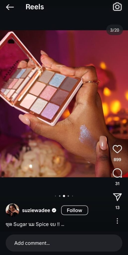 Suzie Wadee in a sparkling outfit attending Anastasia Beverly Hills’ event, capturing selfies and decor tied to the Sugar and Spice launch