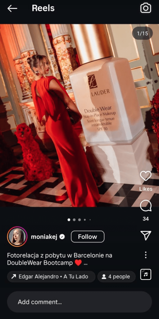 Monika, Polish brand ambassador, sharing moments from her DoubleWear Bootcamp experience in a sincere and celebratory reel.